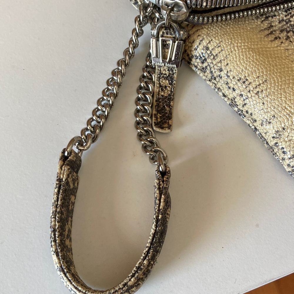 Henri Bendel Cream and Brown Snake Print Clutch - Picture 9 of 10